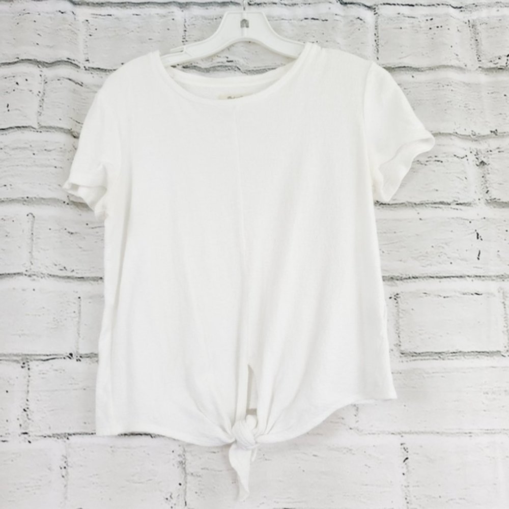 Madewell textured tie front white shirt